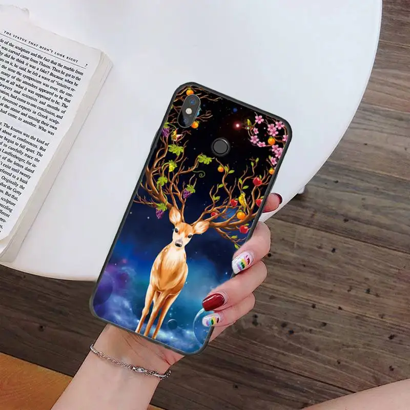 

protective Phone Case For Xiaomi Redmi note 7 8 9 t max3 s 10 pro lite Elk antlers cute animal Luxury brand shell coque