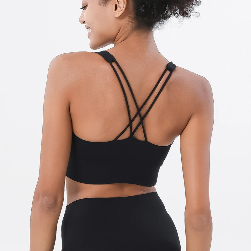 

High Impact Cross Beautiful Back Shockproof Gather Yoga Sports Bra Tank Top Women Workout Gym Running Athletic Fitness Underwear