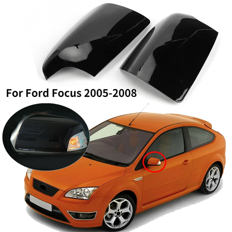 

Чехол для зеркала заднего вида Ford Focus 2005 2006 2007 2008, глянцевая отделка, карбоновый черный, автомобильные аксессуары FD4247423 FD4247424