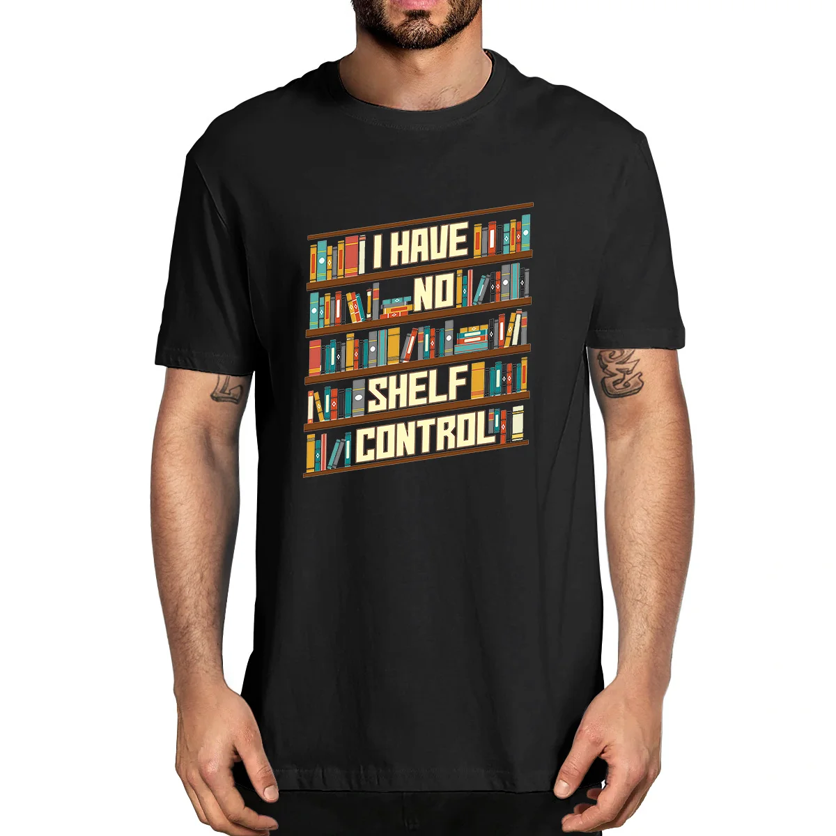 

Unisex I Have No Shelf Control Book Shelf Design Book Lover Vintage Funny Summer Men's Novelty T-Shirt Women