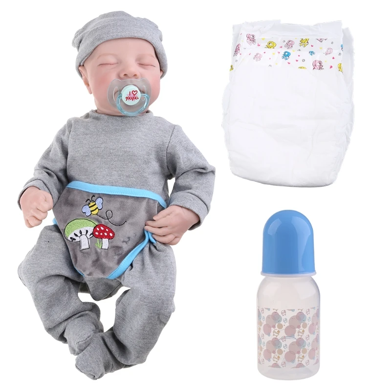 

New 19-inch lifelike doll with eyes closed sleep boy soft vinyl silicone baby cute newborn toy gift child companionship gift