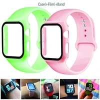 glassstrap for apple watch band 44mm 40mm 38mm 42mm screen protectorcasebelt accessories bracelet iwatch series 6 5 4 3 se 40