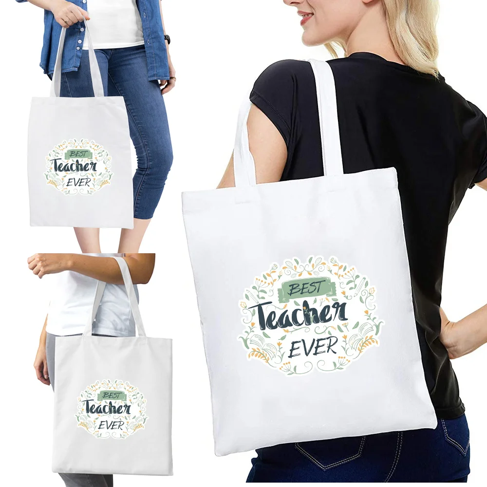 

Women's Shopper Shopping Bags Teacher Printed Series Female Canvas Tote Shoulder Eco Handbag Folding Reusable Grocery Bag