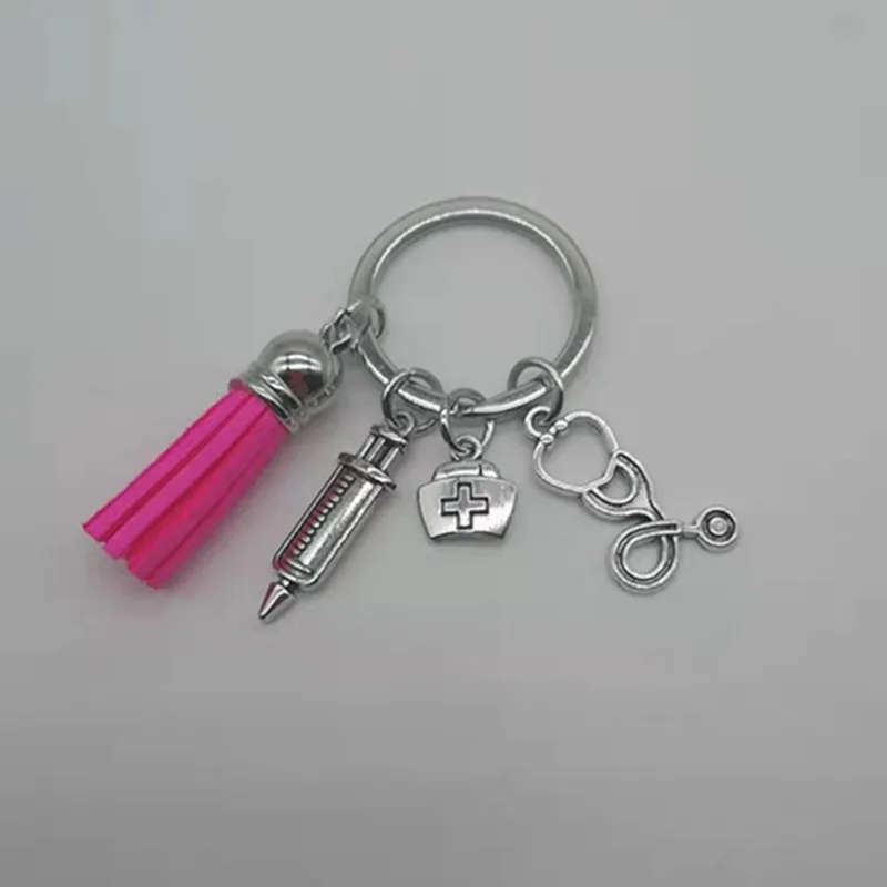 Новинка модный медицинский брелок для ключей шприц стетоскоп 13 цветов милый с