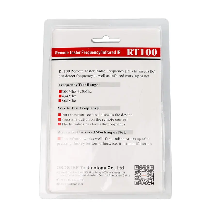 ОБДСТАР РТ100 Тестер брелков пульта дистанционного управления, инфракрасная автомобильная диагностика, обнаружение частоты управления, диагностический инструмент.