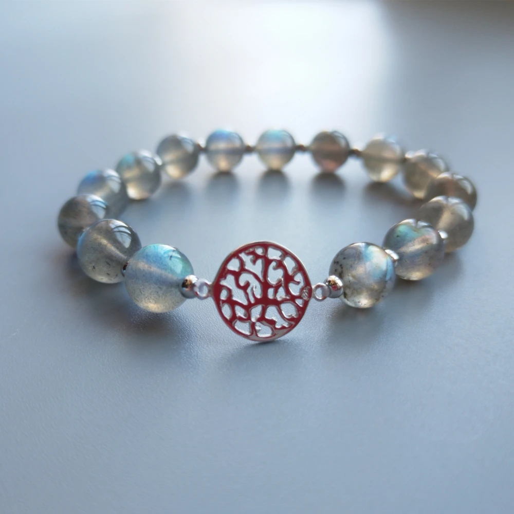 

Lii Ji Real Natural Labradorite S925 Sterling Silver Coin Charm Bracelet For Female Male Jewelry