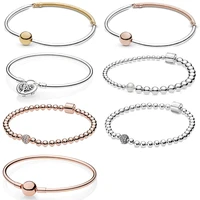 2020 new 100 925 sterling silver moments three link shine beads pave bangle bracelet fit women original fashion jewelry gift