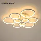 Современная светодиодная Люстра для гостиной, столовой, спальни, люстра с белым и черным светом, 9 круглых светильников