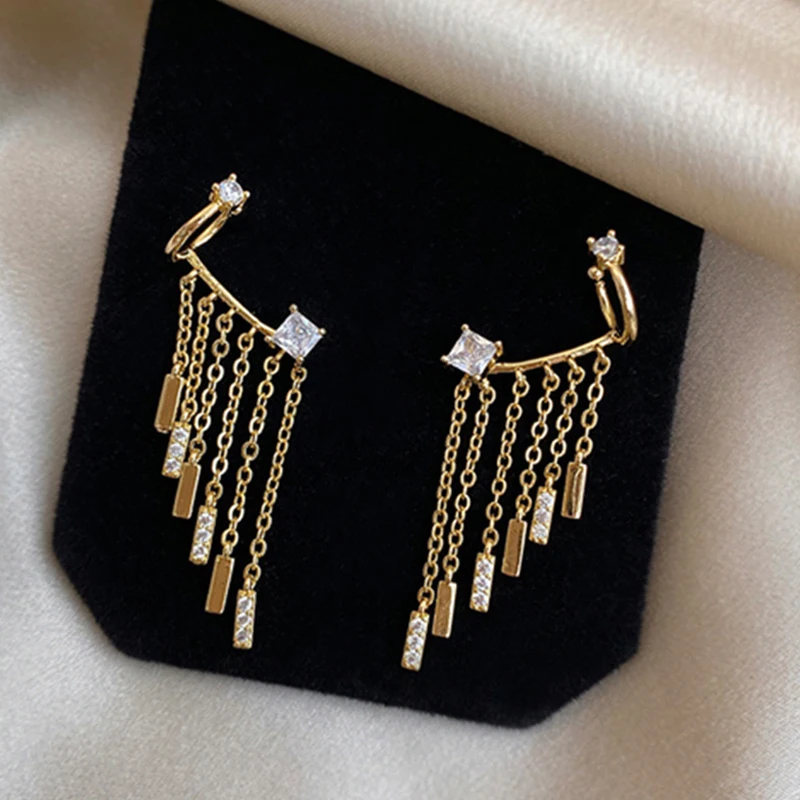 

1pc Earrings Jewelry Fashion Personality Metal Ear Clip Tassel Earrings For Women Gift Pendant Ear Stud Caught In Cuffs