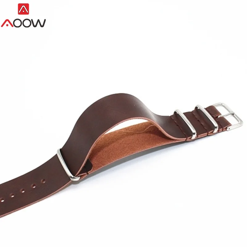 brown AOOW из искусственной кожи зулу ремешок для часов ремень НАТО кожаные часы ремешок 18 мм 20 мм 22 мм 24 мм Аксессуары для часов Высокое качество - Цвет ремешка: brown