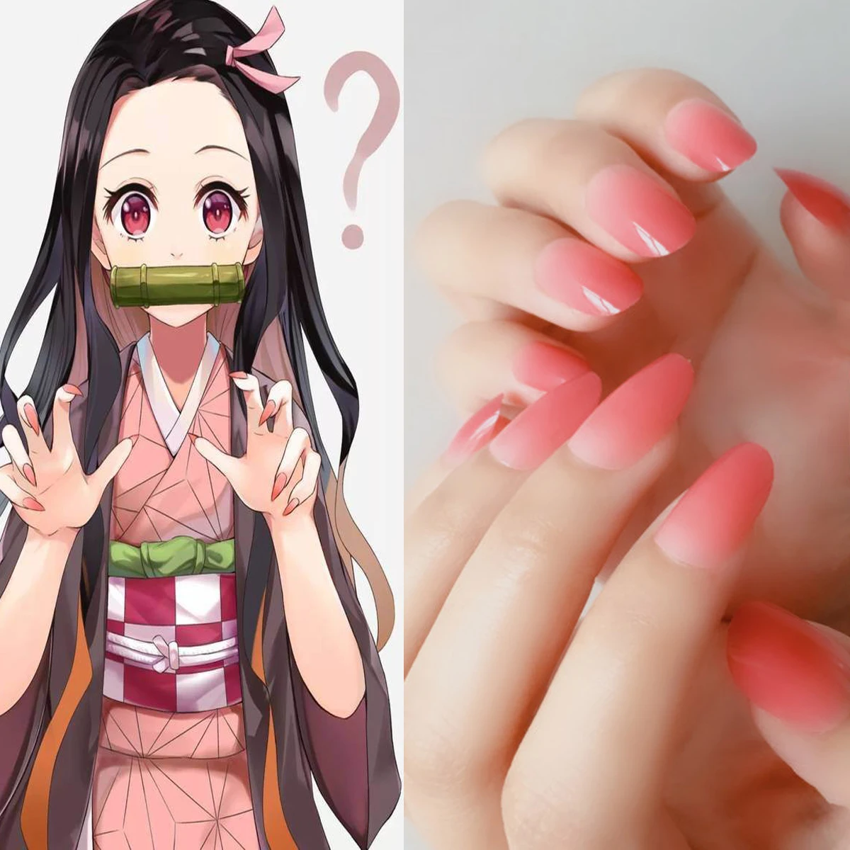 Demon Slayer Косплей Kimetsu no Yaiba Kamado Nezuko розовые Искусственные накладные ногти| |