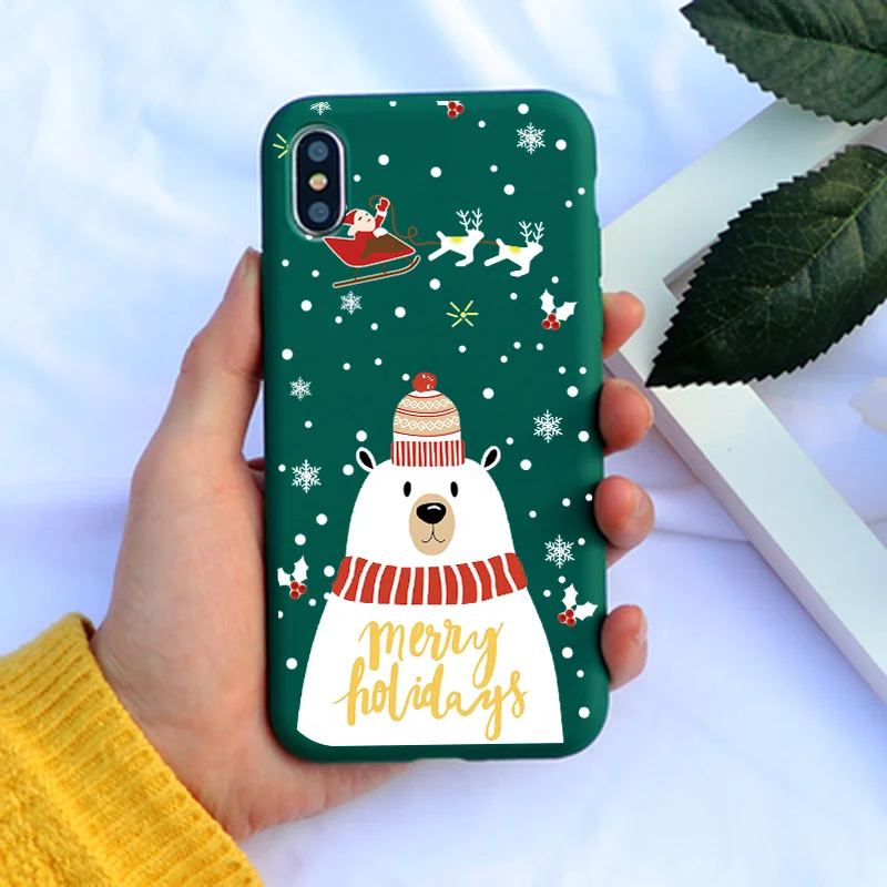 Рождественский мультяшный чехол для iPhone XS X XR XS Max, матовые Мягкие силиконовые чехлы для iPhone 8, 7, 6, 6S Plus, Fundas, подарки на год, чехол