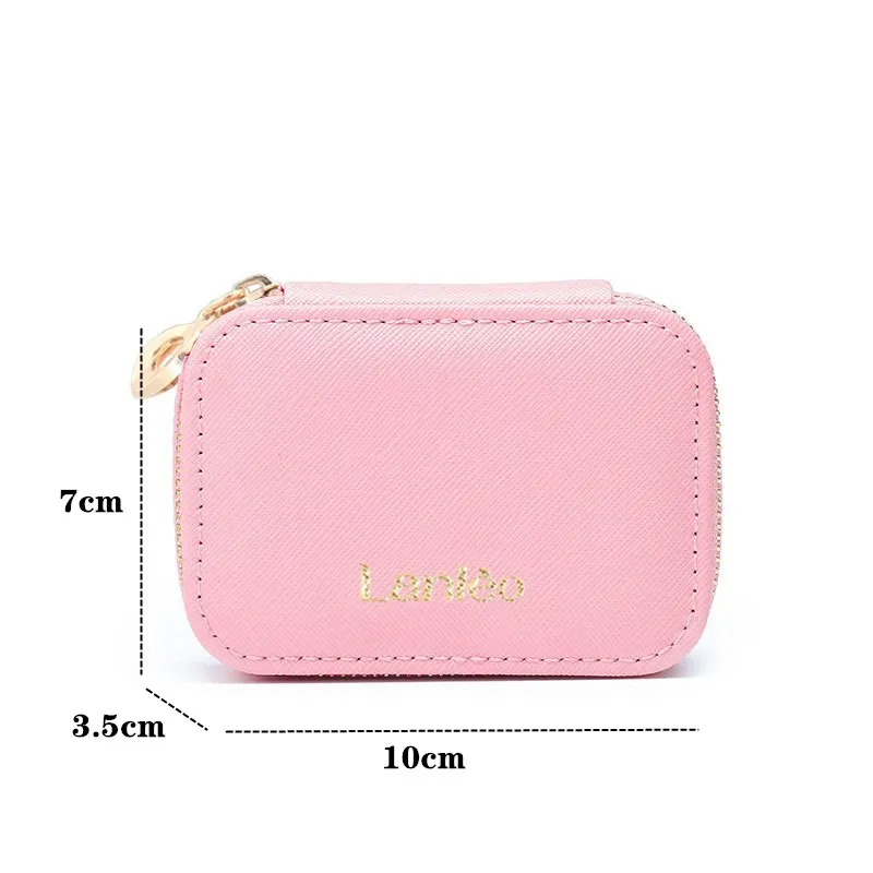 

PURDORED 1 Pc new fashion Women Lipstick Bag with Mirror Travel Makeup Bag case PU Leather Portable Mini jewelry Beauty Case