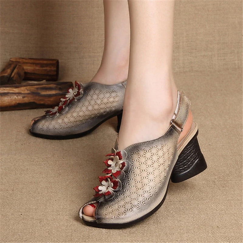 Повседневные женские босоножки из натуральной кожи Женская обувь на платформе