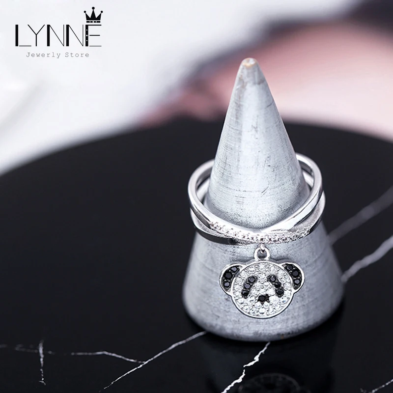 Модный тренд регулируемое серебряное кольцо с кулоном маленького медведя