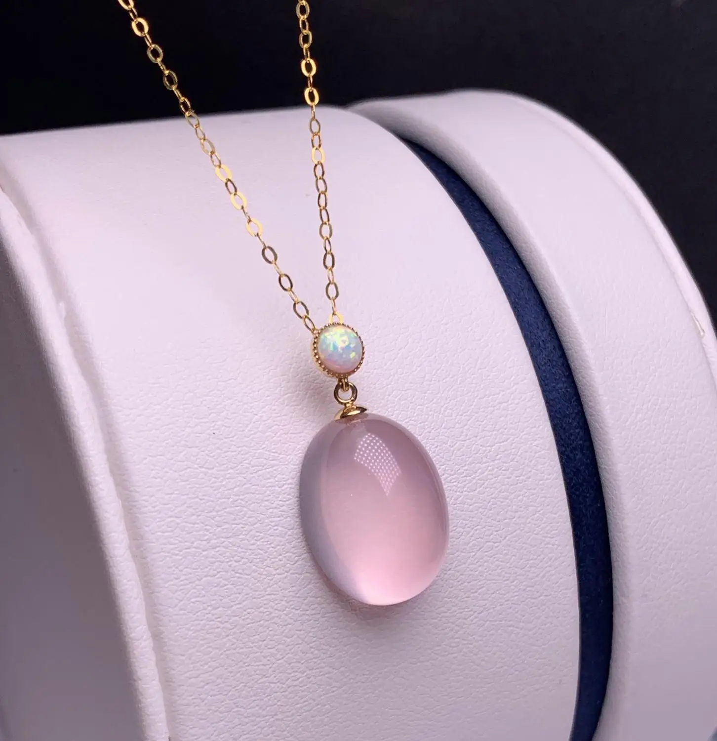 

SHILOVEM 18k, желтое золото, настоящие натуральные подвески из розового кварца, Классические оптовые продажи, женский подарок, нет ожерелья 12*16 мм...