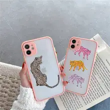 Leopard Phone Cases Matte Transparent for iPhone 7 8 11 12 s mini pro X XS XR MAX Plus cover funda