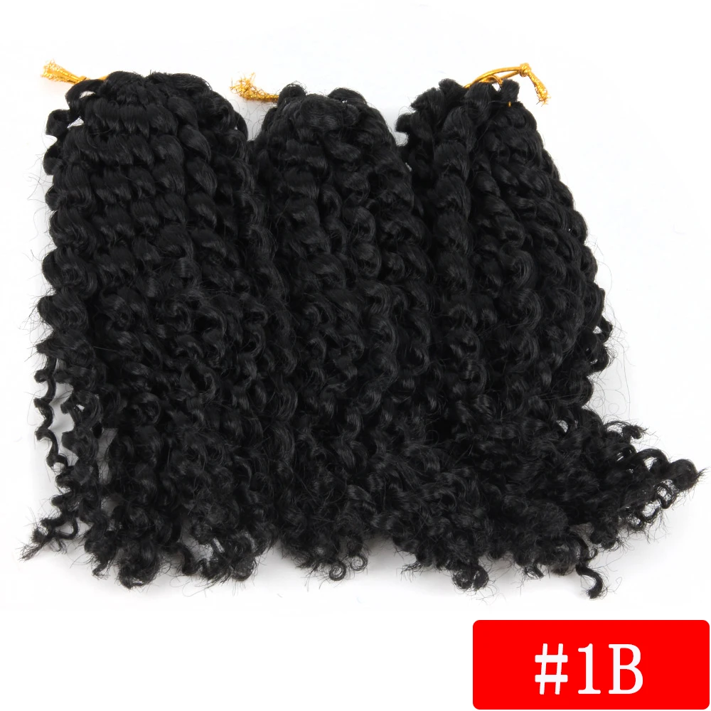 1B 8 дюймов с поддержкой 3 шт./упак. 60 пряди Marley косы афро кудрявые, на крючках, косички, синтетика, плетение, накладные волосы на заколке для Для женщин - Цвет: 1B