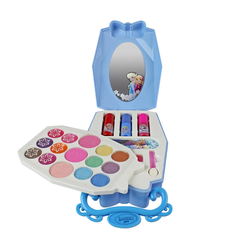 Disney Ice Princess Makeup Box Toys Set Mini Portable Play House Blush Cosmetics Tool Toy for Children Kids Girls Christmas gift