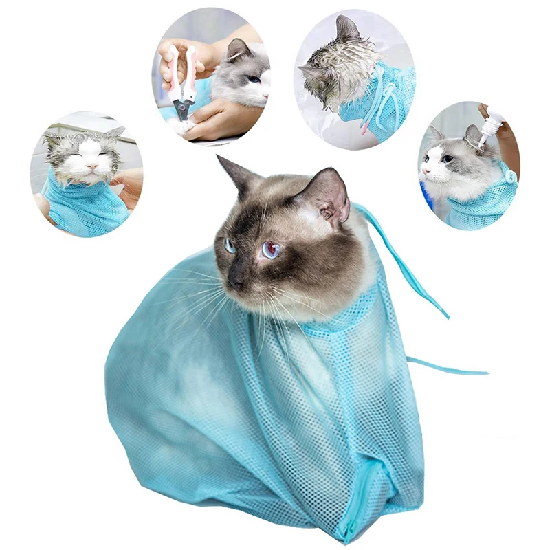 

1pc Mesh Cat Bathing Bag Cats Grooming Washing Bags Cat Bath Clean Bag No Scratching Bite Restraint Cat Supplies Nail Cutting