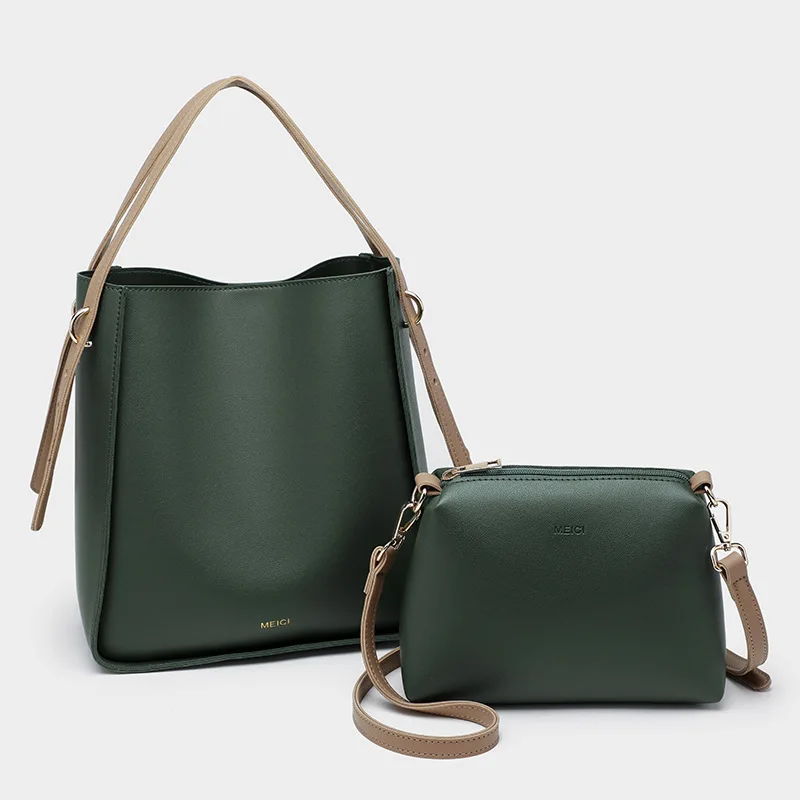 

Large Capacity Casual Totes Bag Leather Bucket Shoulder Bags Composite Bag Set for Women Designer Female Crossbody Messenger Bag