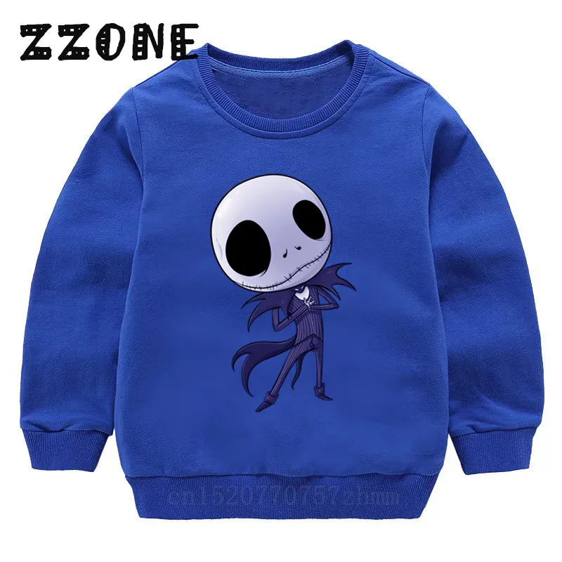 5234B-Blue Детские толстовки с капюшоном Детский свитер для хэллоуинтуан с изображением тыквы, короля, Джек Скеллингтон пуловер для малышей Топы, одежда для мальчиков и девочек KYT5234 - Цвет: 5234B-Blue