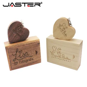 Флэш-накопители JASTER USB 2,0 деревянные в форме сердца, 4 ГБ, 8 ГБ, 16 ГБ, 32 ГБ, 64 ГБ, 1 шт.