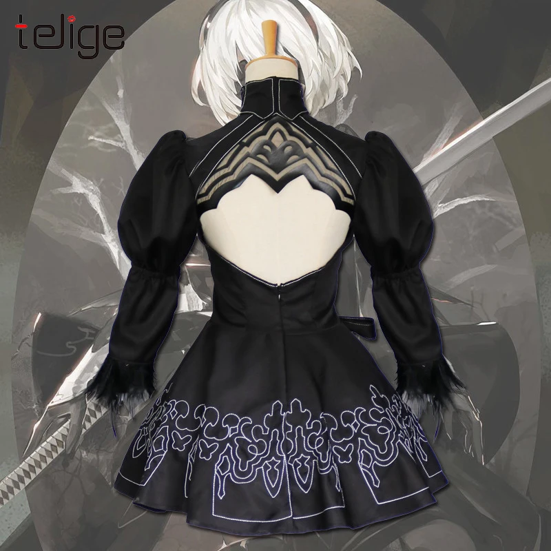 Костюм для косплея NieR YoRHa черная юбка платье Фэнтези вечерние ринки Карнавальная