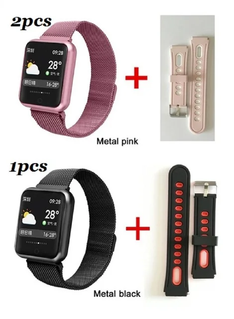2pcs rose 1black Смарт-часы P68 для мужчин и женщин, кровяное давление, кислород, монитор сердечного ритма, спортивный трекер, умные часы IP68, подключение IOS, Android - Цвет: 2pcs rose 1black