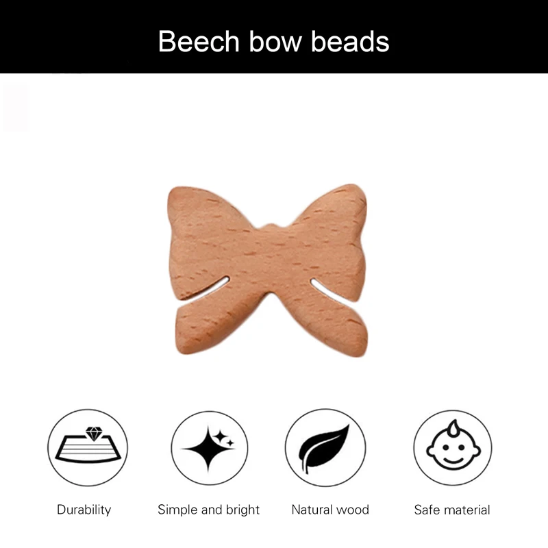 Kissteether 100pcs Food Grade Wood Bead Beech Wooden Butterfly Animal Bead DIY Teething Nursing Necklace jewelry Making Teether
