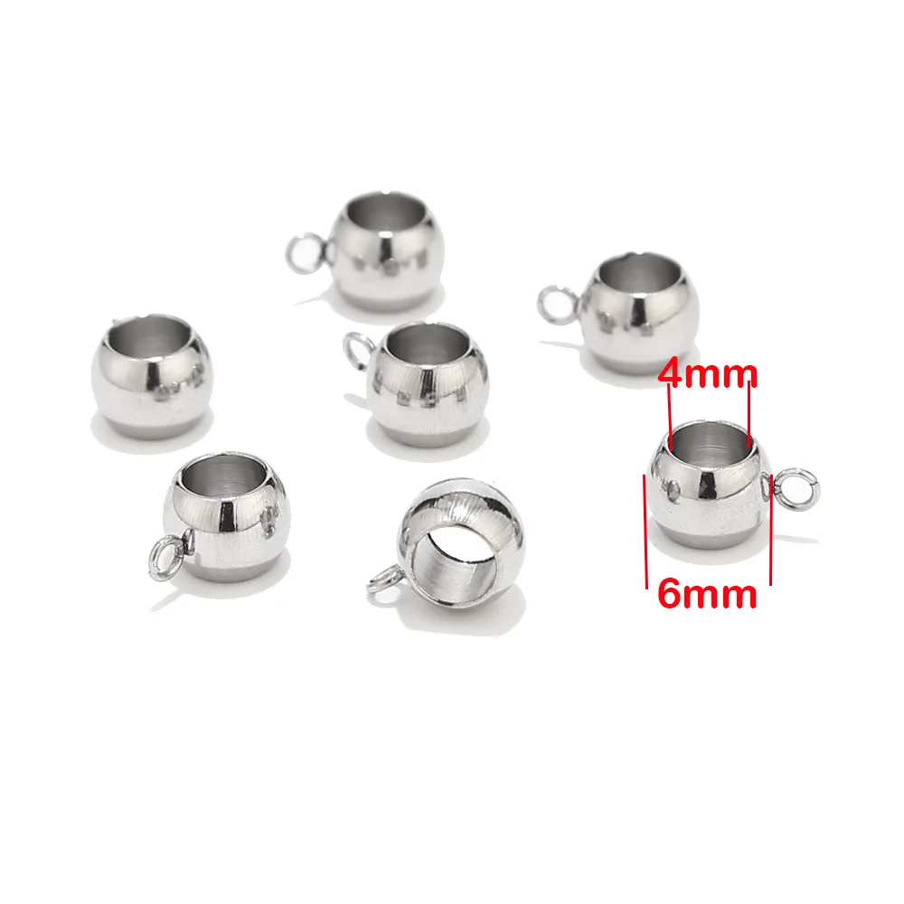 6mmx4mm STEEL 10 шт./лот позолоченные бусины из нержавеющей стали барабанная прокладка с петлей вешалка раздвижной держатель с подвеской для изготовления ювелирных изделий - Цвет: 6mmx4mm STEEL