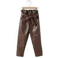 kids baby long pants spring autumn 2021 new fashion casual for children kid clothes girls pu leather pants trousers girl pant