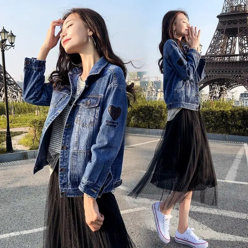 

Cowboy coat women tide spring and summer 2021 new Korean style loose slim Joker embroidered jacket jacket