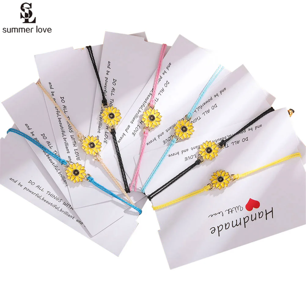 Модный браслет с подсолнухом для женщин и девушек 2 шт./партия ювелирные изделия