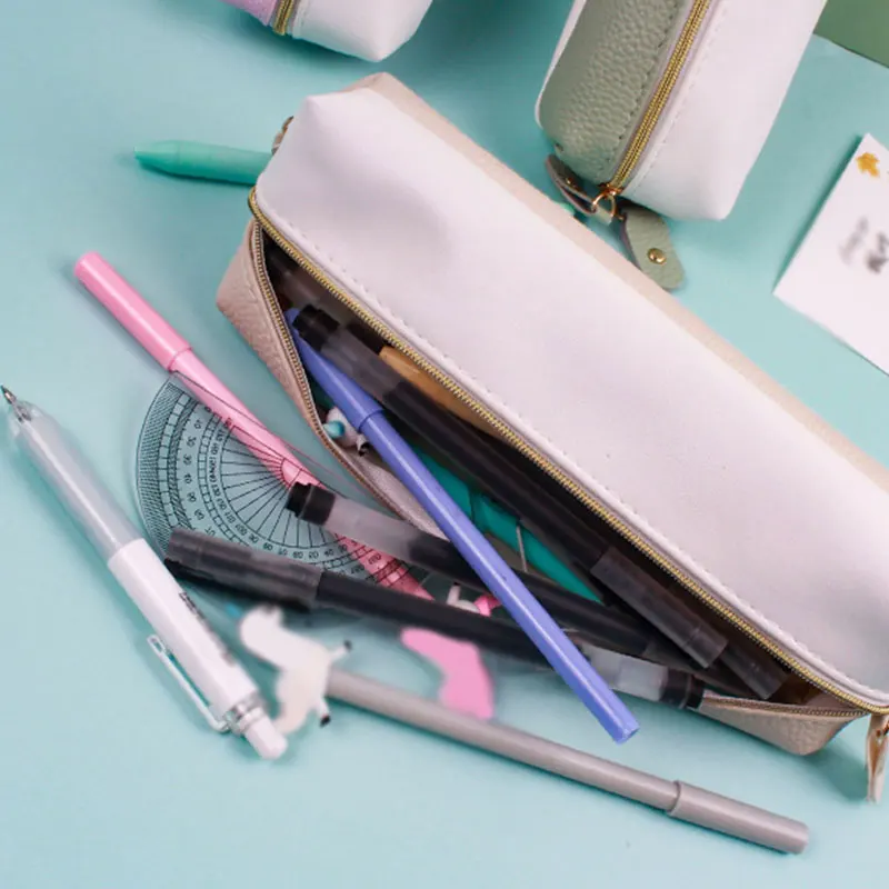 

Creative Cosmetic Brush Bag Pencil Case Double Zipper Cosmetic Organizer Personality Makeup Bag Contrast Color Stationery Bag