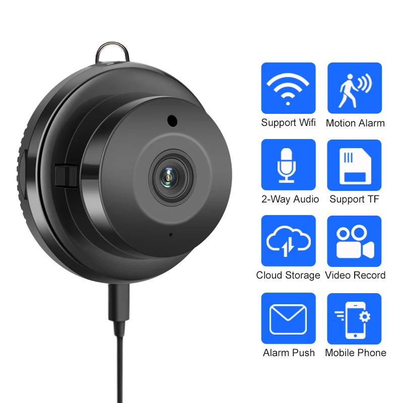 

Wireless Mini Camera WIFI Cloud Small IP Camera 720P Infrared Night Vision Baby Monitor Security CCTV Motion Detection SD Card