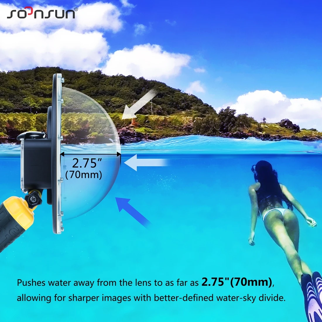 SOONSUN 45 м водонепроницаемый чехол для объектива с купольным портом дайвинга