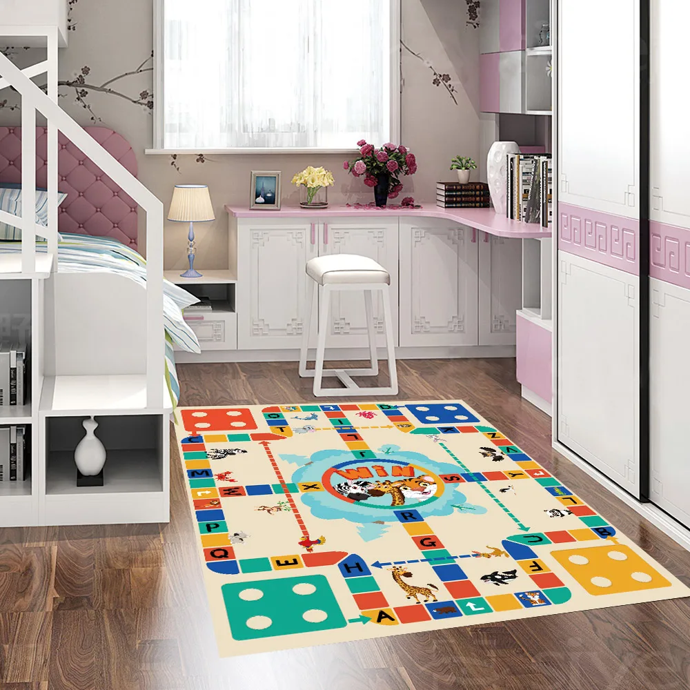 

Carpet Baby Mat Children's Flannel Carpet Non-slip Climbing Children Mat soft Living Room Flying Chess 4 Player Game Animal Mat