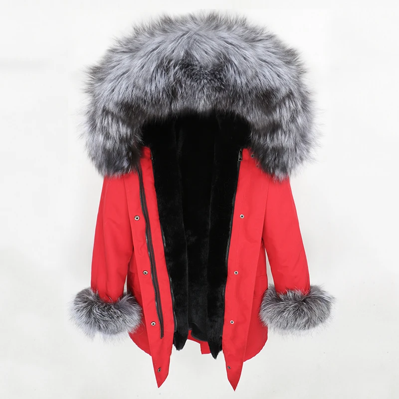 

2020 New Waterproof Parka Winter Jacket Women Real Fur Coat Natural Fox Fur Collar Hood Cuffs Thick Warm Outerwear Streetwear