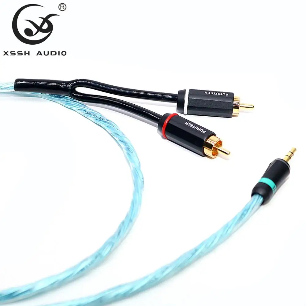 

XSSH audio 3.5mm stereo plug to 2 RCA Hi-end HIFI OFC pure copper Headphone Earphone Extension Audio Wire Cord Aux Cable Cables