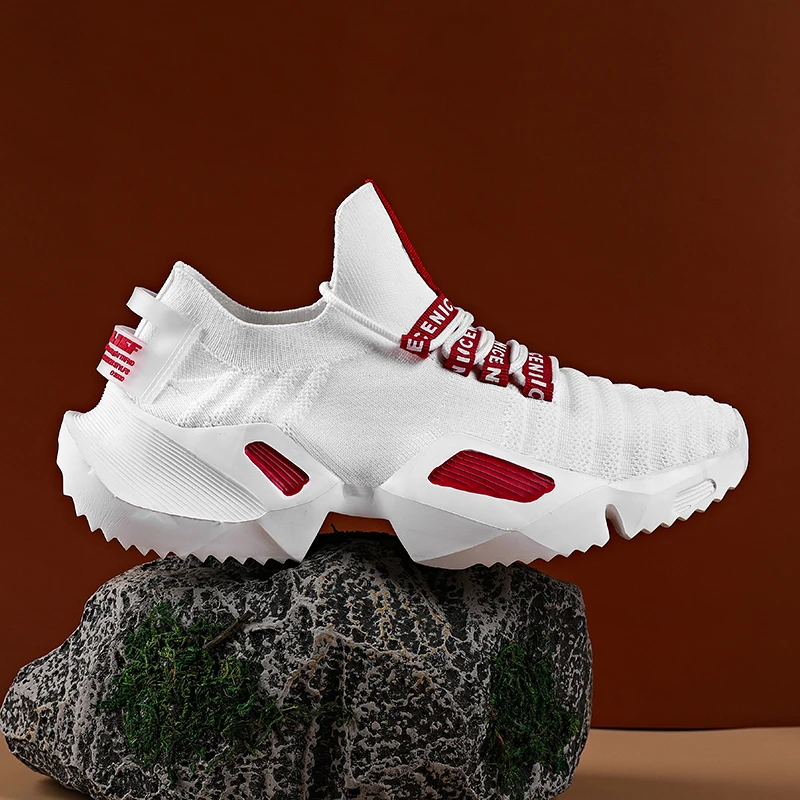 

Men Casual Shoes Spring Rubber Bottom Vulcanized Tennis Sneakers Mesh White Large Size Basketball Running Shoes Zapatillas