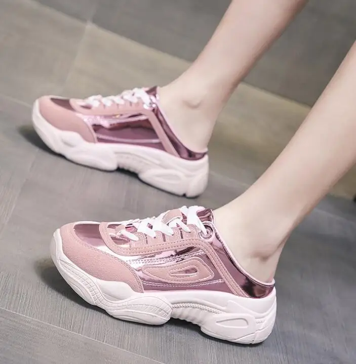 

Women's slippers summer new thick bottom casual women's shoes Fashion lace-up Non-slip Baotou half slippers women's shoes