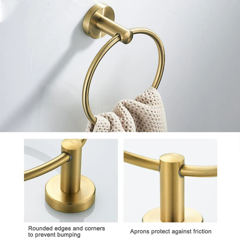 

Hand Towel Ring 304 Stainless Steel Round Towel Holder for Bathroom Toilet Kitchen Storage Wall Mounted SP99