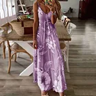 Летнее платье в стиле бохо, платье большого размера женское сексуальное платье без рукавов на бретельках Пляжное платье Халаты с цветочной печатью платье длинное платье Vestidos платье