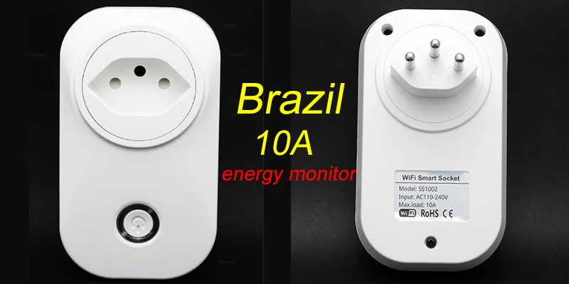 Brazil Plug Смарт-розетка Tuya Wi-Fi умная розетка ЕС Великобритания Swit AU BR FR JP Israel Ita ZA Plug 10A пульт дистанционного управления Alexa Google домашний энергетический монитор - Цвет: Brazil Plug