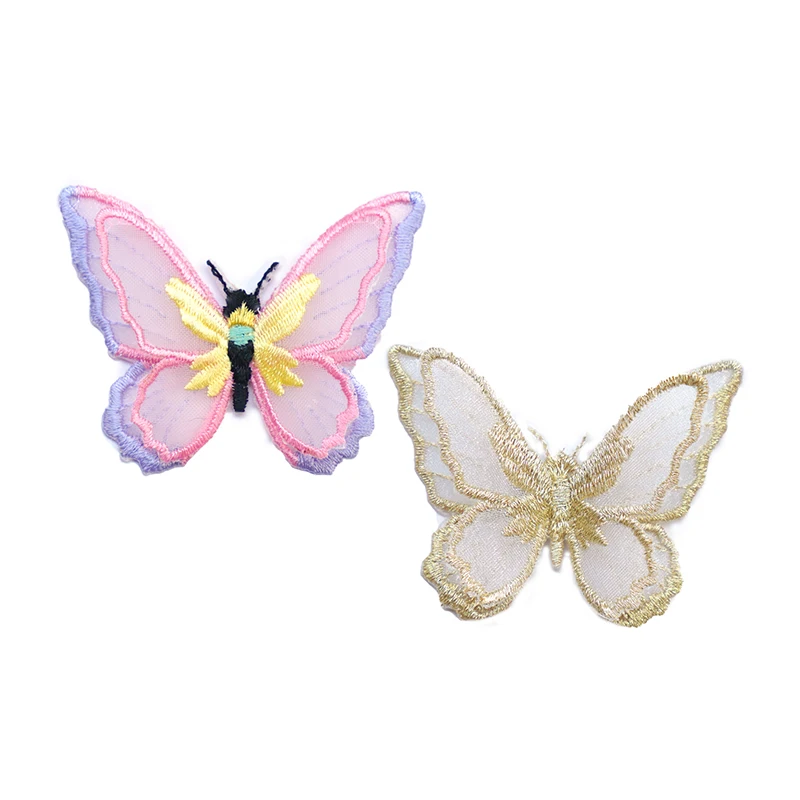 10 шт./лот многоцветные DIY стерео двухслойная кружевная вышивка бабочки