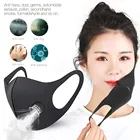 Уличная черная маска PM2.5 для взрослых с вентиляционным клапаном, противотуманная Регулируемая подвесная 3D дизайнерская легкая дышащая модная маска