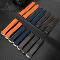 for omega hippocampal at150 007 cosmic ocean for seiko 20 22mm silicone watch strap suture vintage watchband rubber curved end