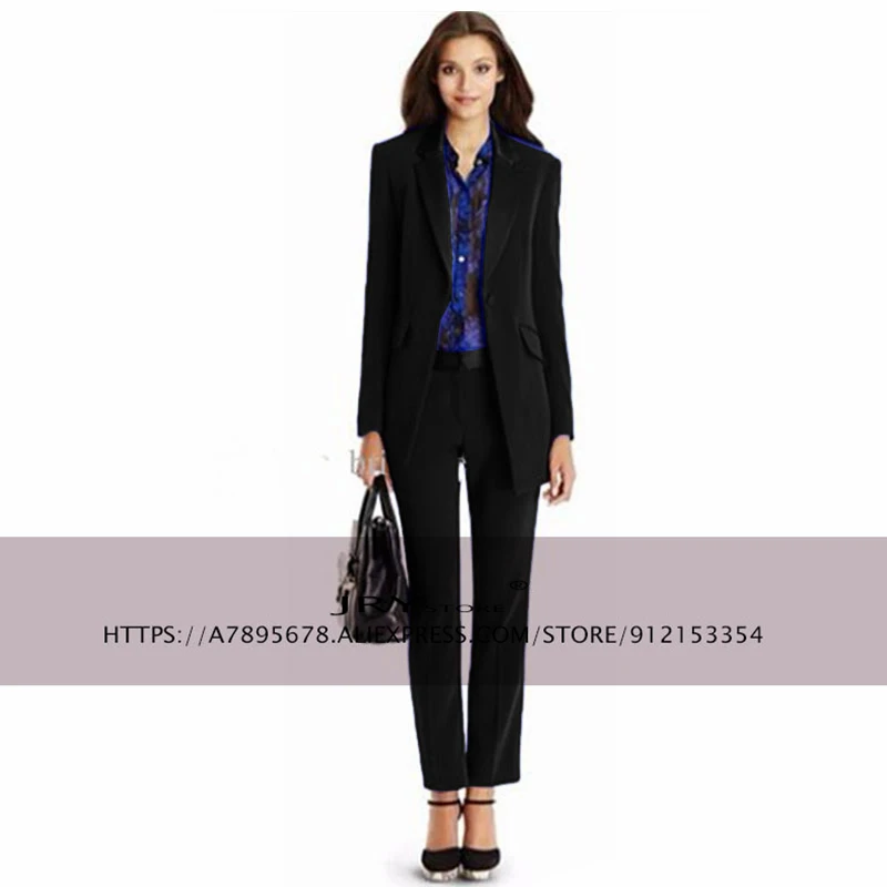 Women's 2 Piece Office Jacket and Pants Long Sleeve Lady Blazer Business Suit Set