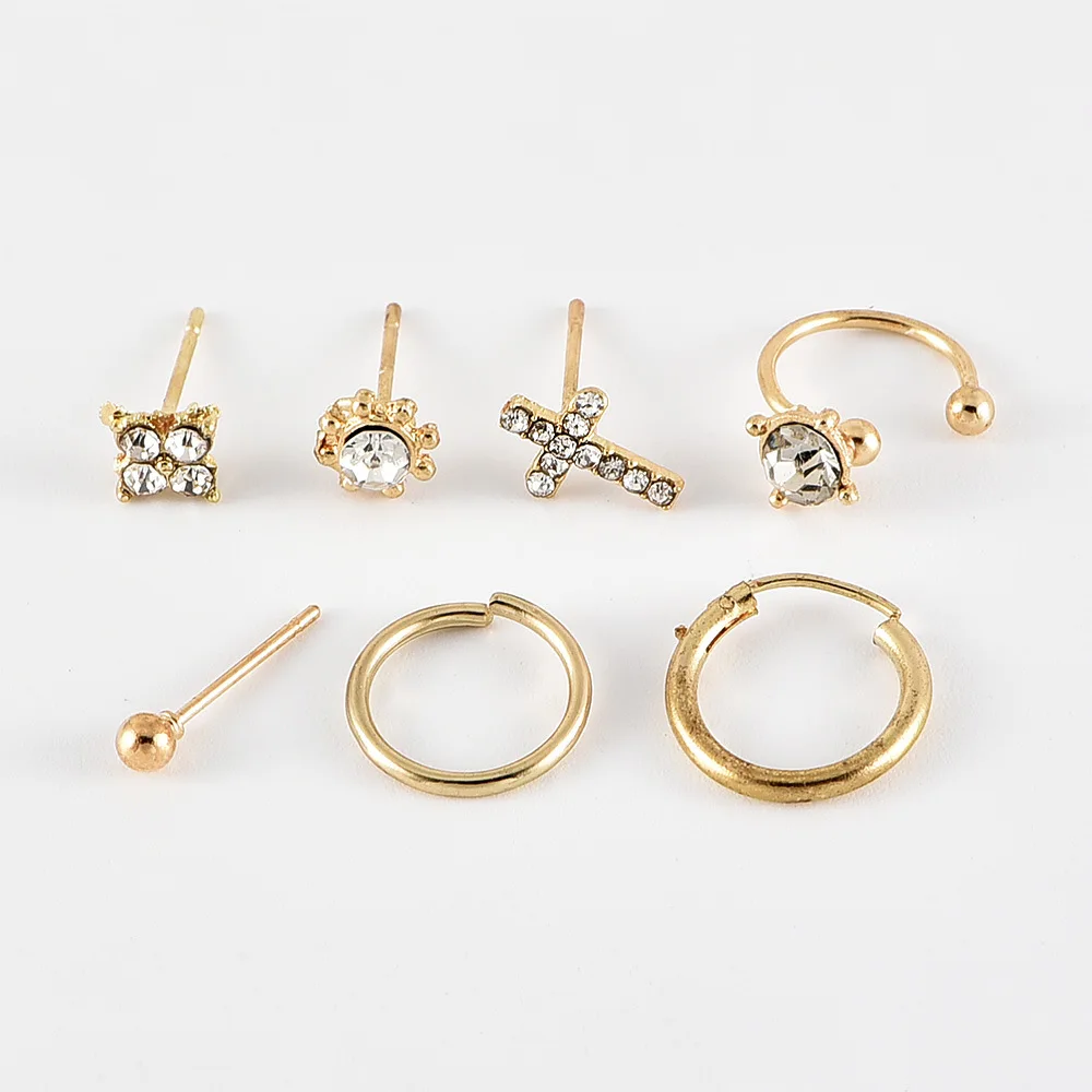 7 шт. винтажные богемные смешанный дизайн маленький крест кристалл круглые